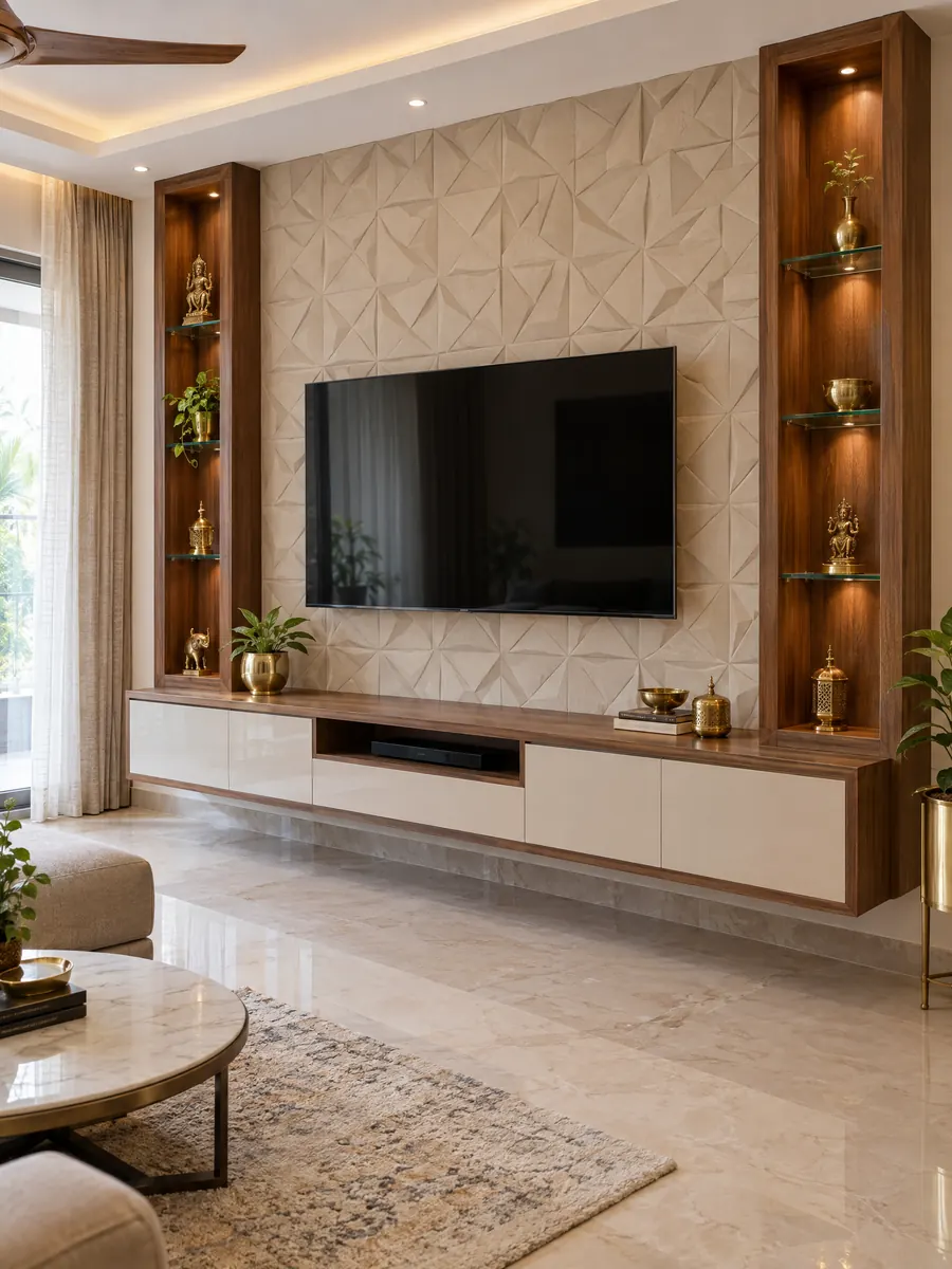 Backlit TV unit feature wall